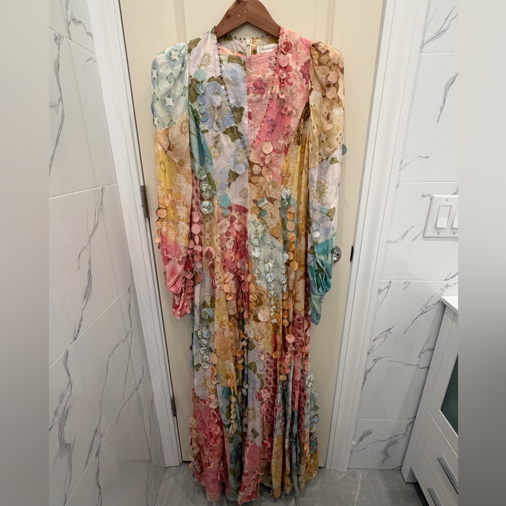 Zimmermann Pastel Floral Long Sleeve Dress